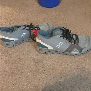 On Running Women’s Gray and Red Athletic Shoes